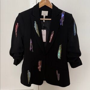 cinq a sept Black Blazer with Multicolor Sequin Accents